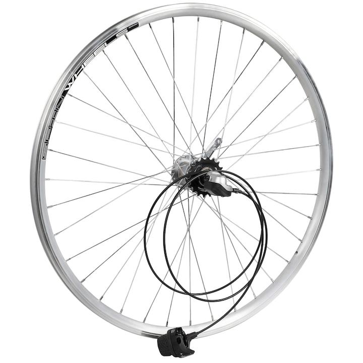Kerékpár hátsó kerék 26 hüvelyk, Spin Wheels, Shimano Nexus 3 sebességes, ezüst, komplett készlet