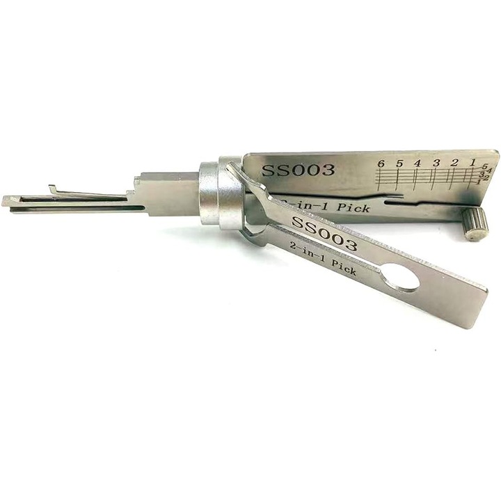 Set unelte 2 in 1 pentru deschiderea lacatelor, Rqiurpn, deschizator si decodor lacat 2 in 1, metal inoxidabil, 5-6 pini, inox in loc de otel inoxidabil, SS003