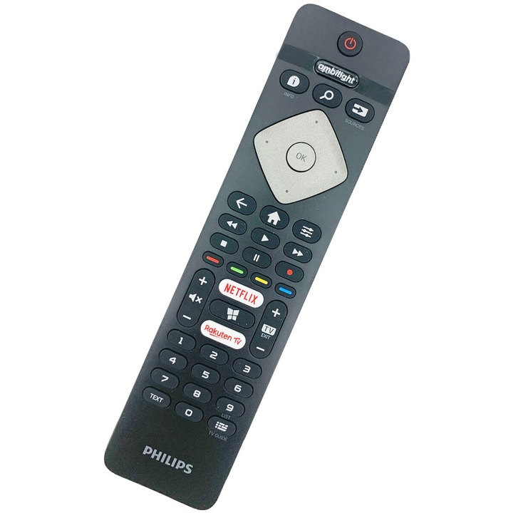 Telecomanda originala pentru LED PHILIPS 4K CU NETFLIX-ROKUTEN 996599001251, 99659900125, BRC0884301, 398GR10BEPHN0016BC, gri