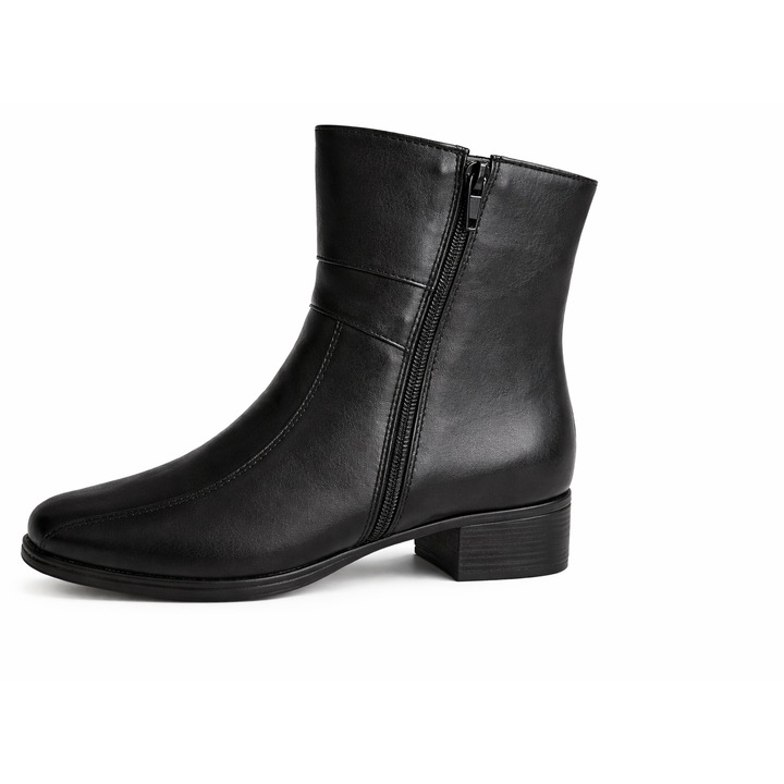 Botine dama, piele naturala, negre, jos, Negru