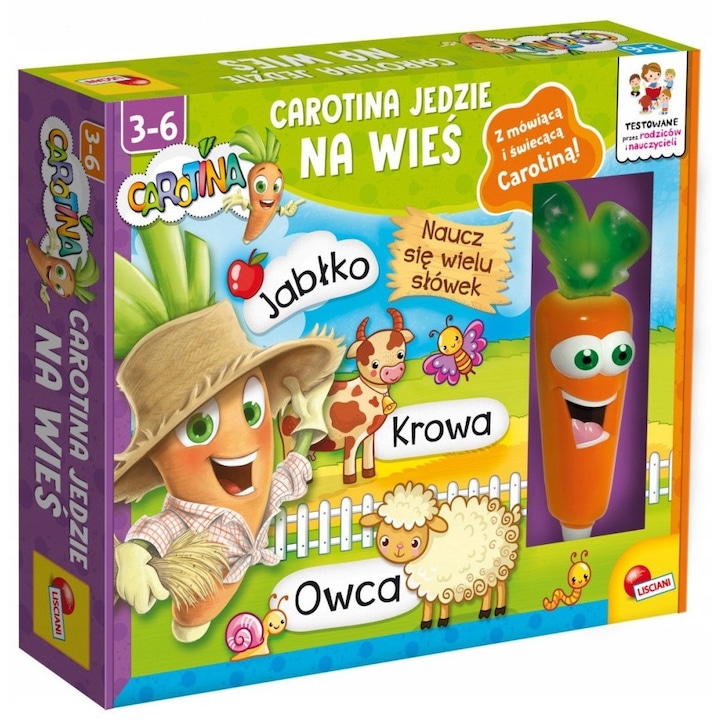 Joc educativ Lisciani Carotina "La Ferma", set cu puzzle-uri, stilou vorbitor, 3-6 ani