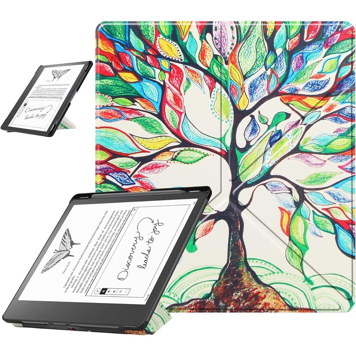 Husa Slim Sigloo Origami pentru Kindle Scribe 10.2", Verde inchis, Piele PU, Suport Stilou