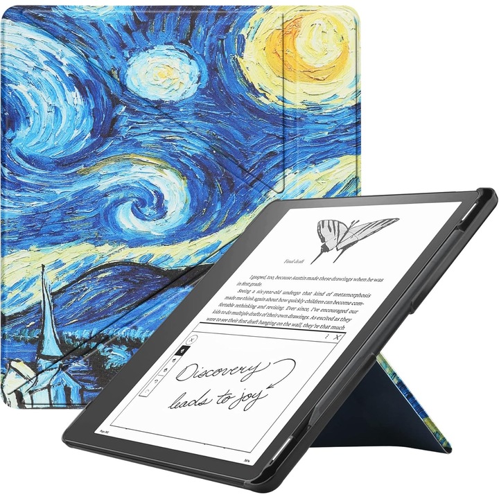 Husa pentru Kindle Scribe 10.2", Sigloo, Abstract, Curea de Mana, Piele PU, Functie Auto Sleep/Wake