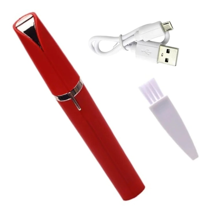 Мини преносим епилатор за вежди, безболезнен с LED светлина, прецизен и безопасен за жени, червен