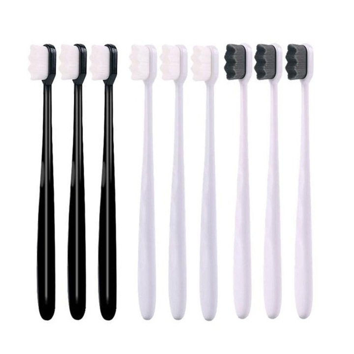 9 darabos NanoClean™ kézi fogkefe készlet mikroszálakkal és 20 000 ultrapuha sörtével, érzékeny fogakra és ínyre, kiváló tisztítóhatással, tökéletes gyermekek és felnőttek számára