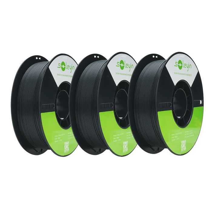 Filament 3D, 3 kg, fekete, környezetbarát anyag, 1.75mm átmérő