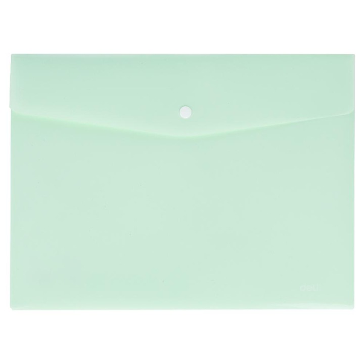 Mapa plastică cu buton A4, Deli, verde pastel