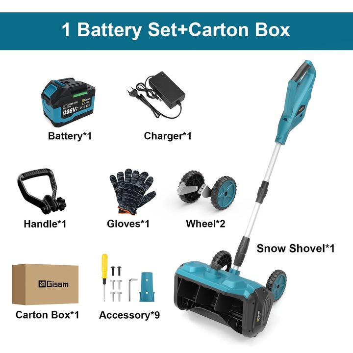 Lopata de zapada electrica, motor fara perii, 1 baterie, 32x18cm, 25000 RPM, 7.2m aruncare