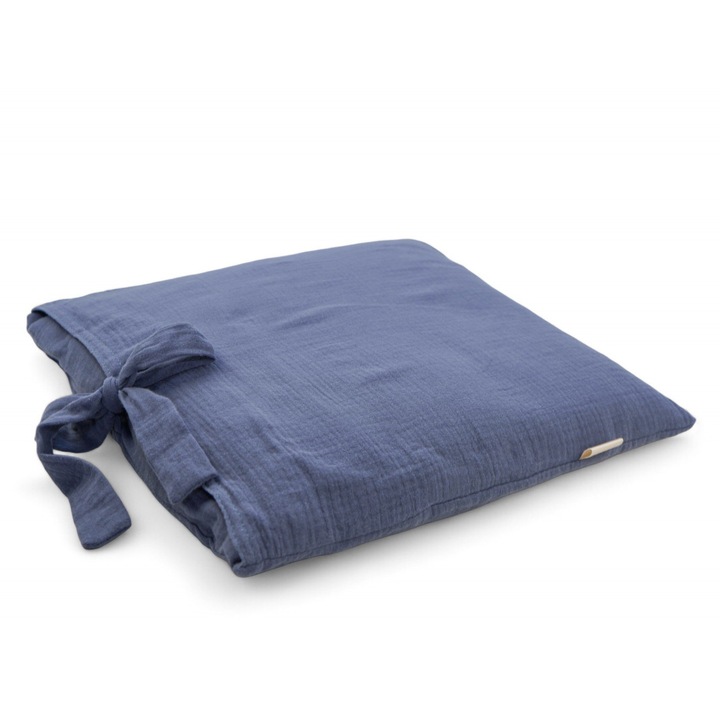 Perna La Mujer, 40x40 cm, umplutură din coji de hrișcă, bumbac, gri-albastru, 1 bucată