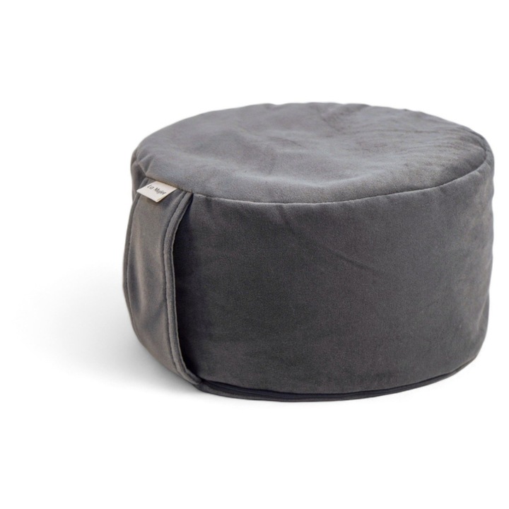 Perna de meditație Zafu, La Mujer, umplută cu coji de hrișcă, gri, 30x15cm, 2, 20kg