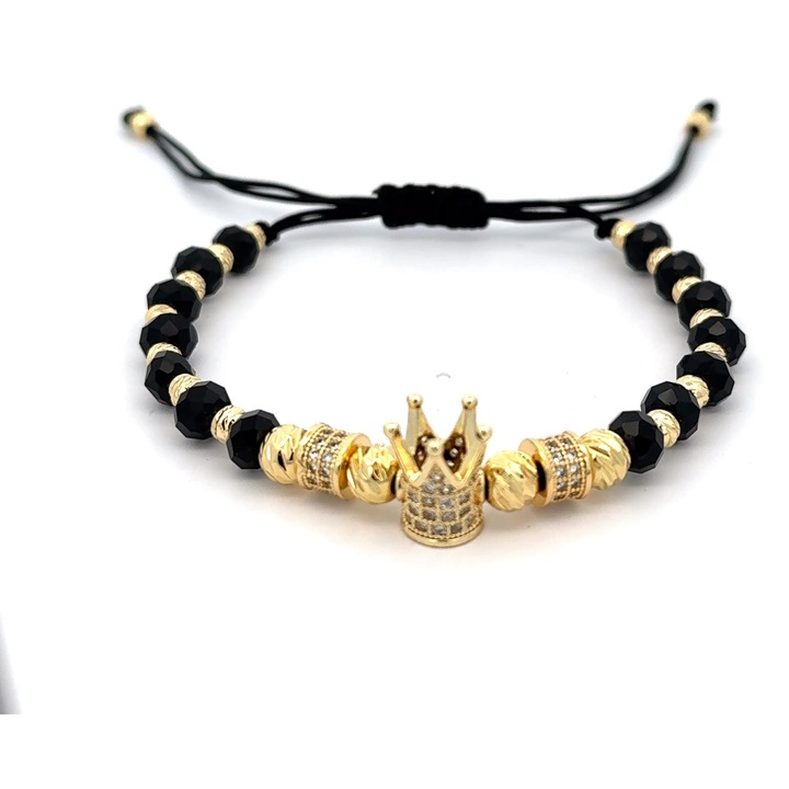 Bratara dama Coroana, placata cu aur 18 k si cristal sintetic, ajustabila