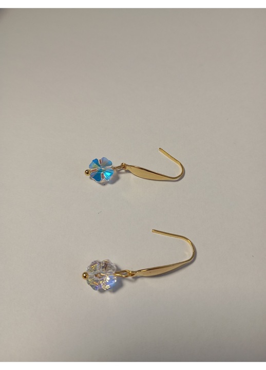 Cercei placati cu aur 18K si Trifoi Swarovski Aurore Boreale 8 mm
