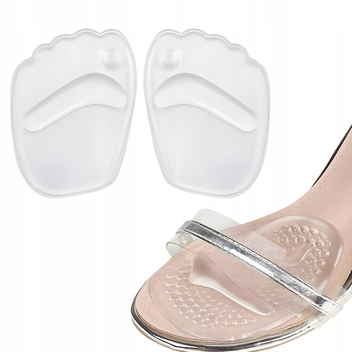 Set 2 branturi silicon transparente pentru pantofi cu toc, suport ortopedic, 8.5x6.5cm