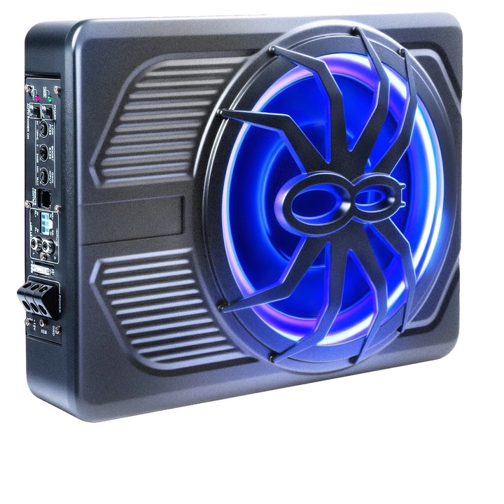 Subwoofer auto, 10 inch, 800W, sunet stereo, iluminare albastra, design spider