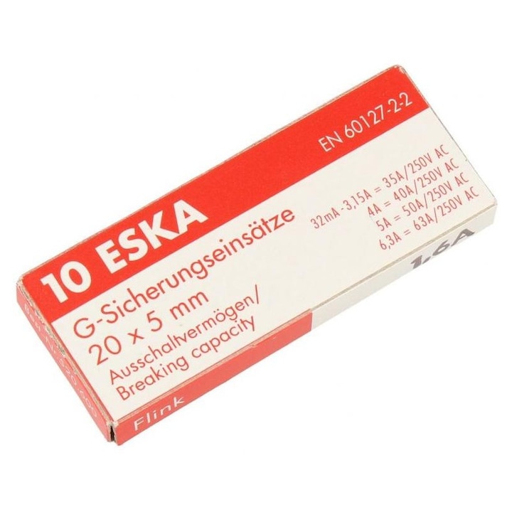 Siguranta Rapida ESKA 1, 6A-F 5x20mm, 10buc/set - ROHS