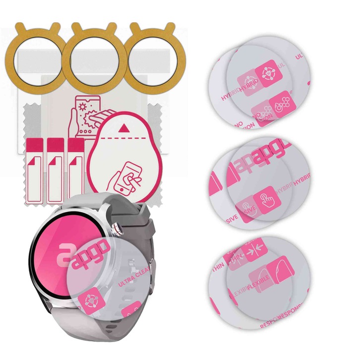 Set de 6 sticle de protectie pentru ceas Moreka R04 – apgo, full glue, sticla hibrida, lucioasa, protectie pentru afisajul ceasului, anti-zgarieturi