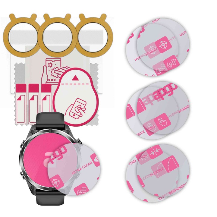 Set de 6 sticle de protectie pentru ceas Nexano NX400 – apgo, full glue, sticla hibrida, lucioasa, protectie pentru afisajul ceasului, anti-zgarieturi