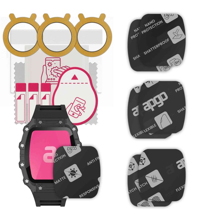 Set de 6 sticle MAT MATTE de protectie pentru ceas Kodak SW-7223 – apgo, full glue, sticla hibrida, protectie pentru afisajul ceasului, anti-zgarieturi