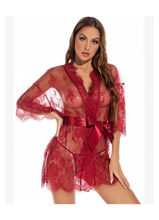 Set pijama sexy cu dantela Pentru jocuri de rol, Rosu