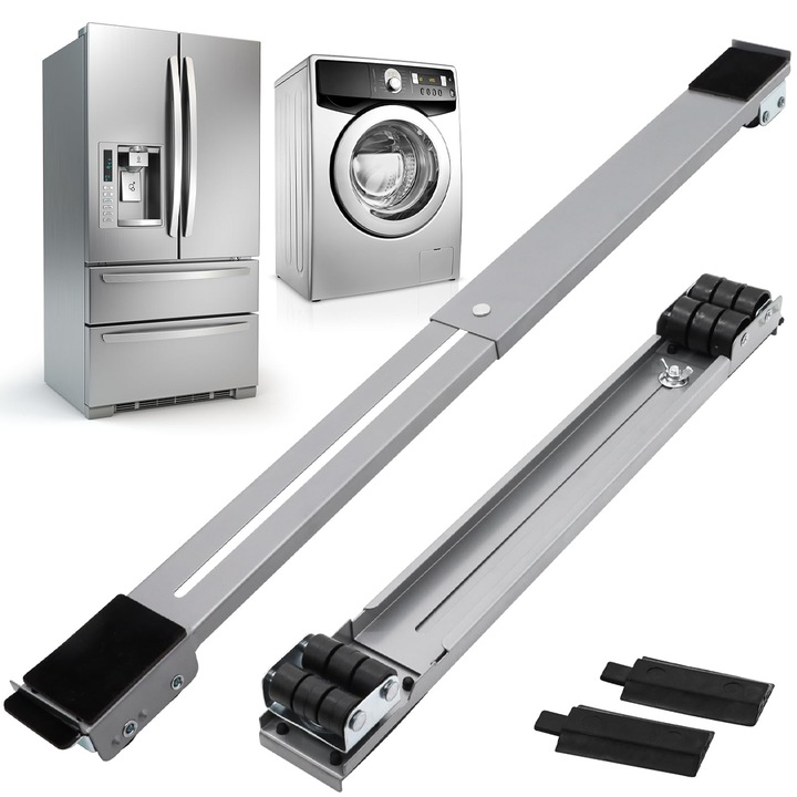 Set 2 suporti pentru mutat mobila Teno, extensie 70 cm, capacitate ridicata, metal, gri
