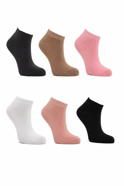 Дамски къси чорапи, комплект от 6 чифта, Многоцветен, 35-38
