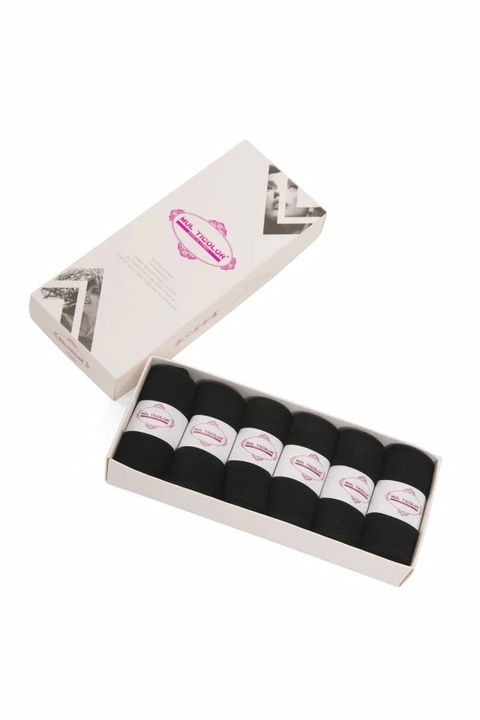 Дамски къси чорапи, комплект от 6 чифта, Черно, 35-38