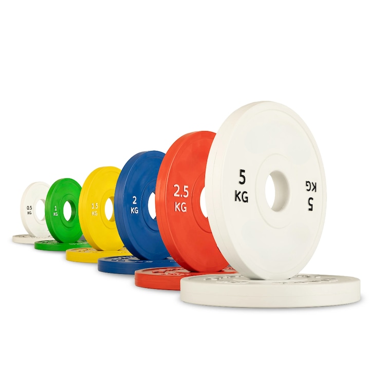 Set Discuri olimpice, Zoco Body Fit®, de la 0.5-5 Kg, Multicolor