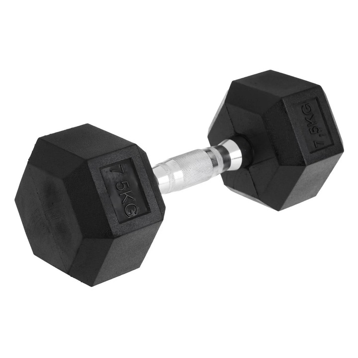 Гира LiveUp, 7, 5 кг, Гума, Желязо, 30х13х12, Черен