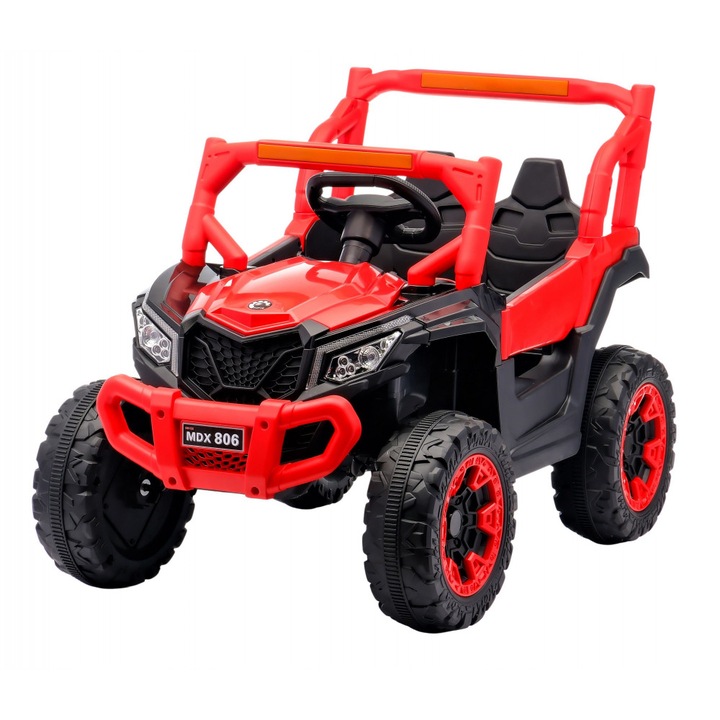 Masinuta electrica pentru copii Nichiduta Off Road Red cu telecomanda 2.4G, acumulator 12V4.5Ah,2 motoarex35w, lumini led functionale, usi cu deschidere, roti robuste, pornire la buton