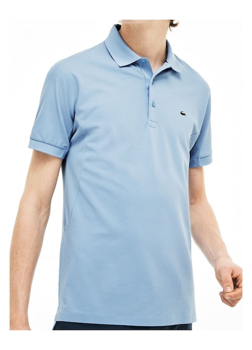 Поло тениска Lacoste L121200-3H7, свободна кройка, яка с копчета, памук, синя, XS INTL