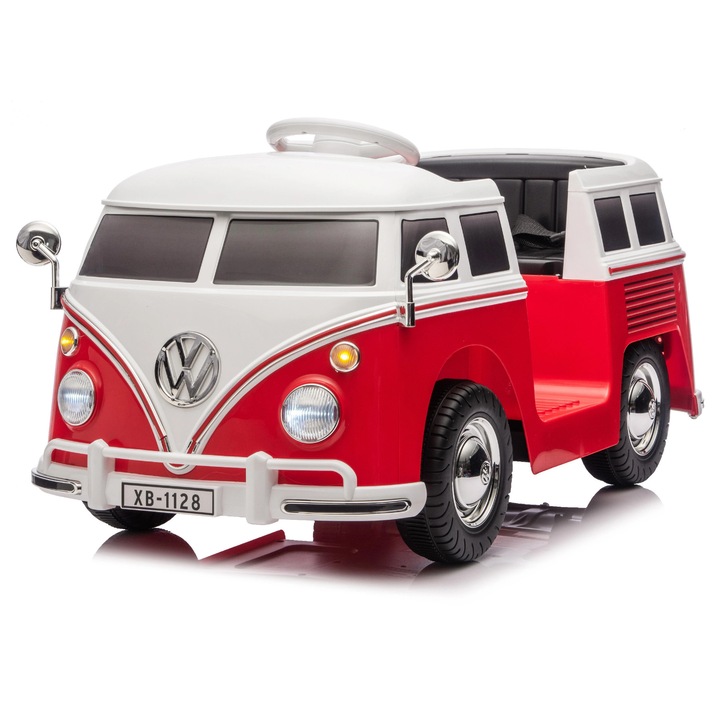 Mamido Volkswagen T1 Classic Bus elektromos autó, piros, 12V, távirányítóval, méretek: 76x54x48cm