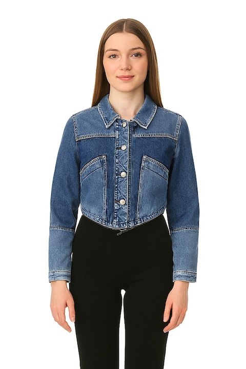 Geacă scurtă de damă din denim Diesel Cropped Fit 7001386, 16121-40, Fermoar decorativ, Bumbac, XS, Albastru