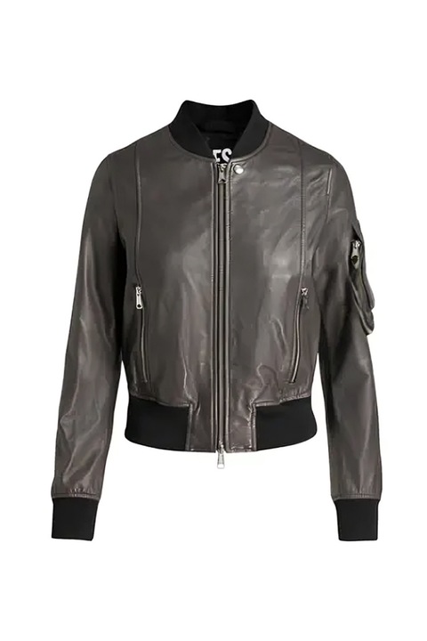 Geacă bomber de damă din piele Diesel L-Elia M #1001554, 16121-40, Piele naturală de vițel, XS, Maro/Gri