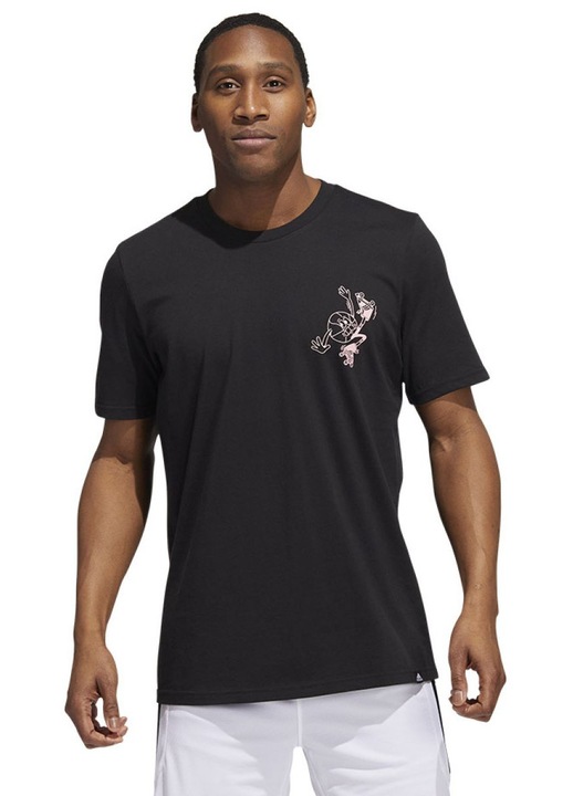 Férfi póló, Adidas, laza szabású, fekete, pamut, S INTL