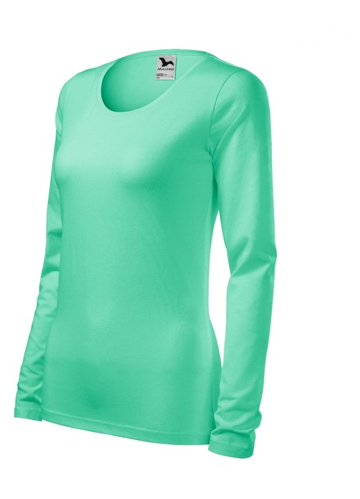 Női póló Malfini, slim-fit, hosszú ujjú, zöld, pamut elasztán, 2XL INTL