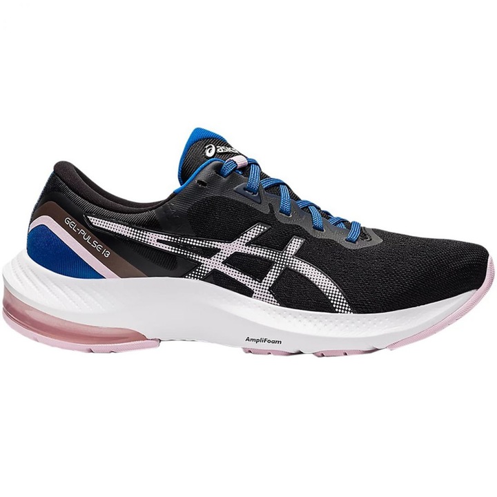 Pantofi sport dama Asics Gel Pulse 13, negru si roz, respirabili, cu sistem de amortizare, 42 EU