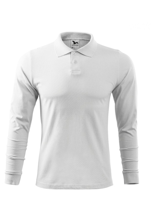 Bluza polo pentru barbati Malfini, alb, bumbac, cu maneci lungi, guler cu nasturi, 2XL INTL