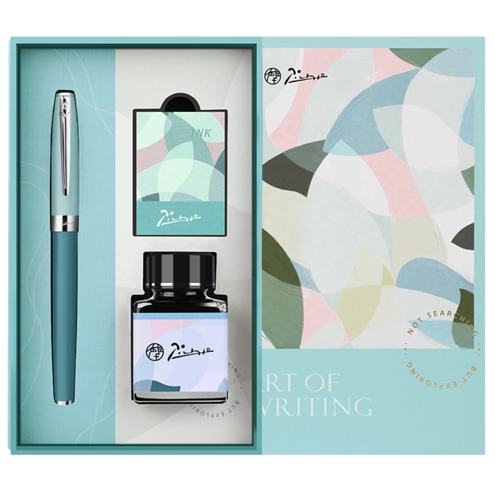 Set Picasso T10 - Countryside Dream - Stilou albastru ciel CT, calimara 40 ml si 6 cartuse