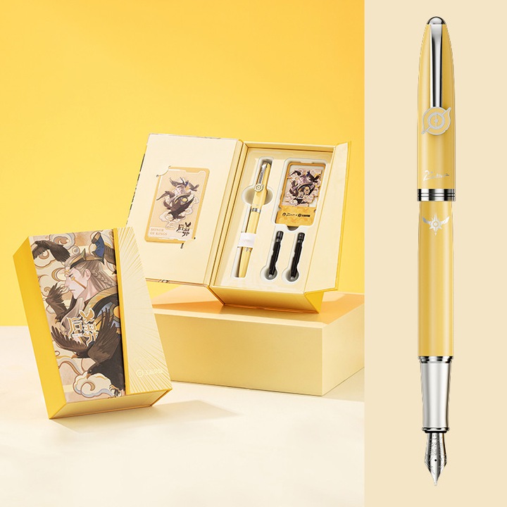 Set Picasso 616 - King of glory - Stilou Galben CT, 2 cartuse, semn carte magnetic