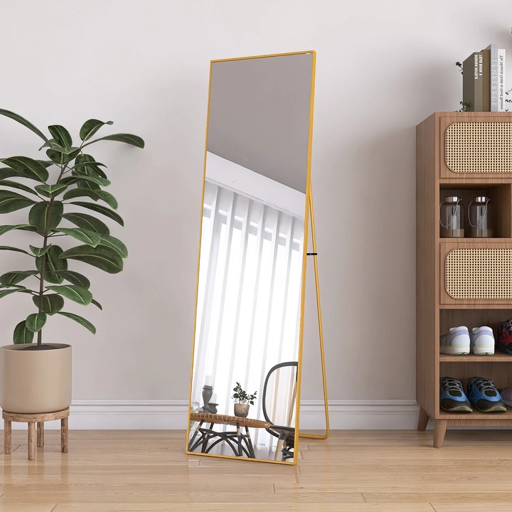 Álló tükör, elegáns design, arany, 150x40cm, robbanásbiztos