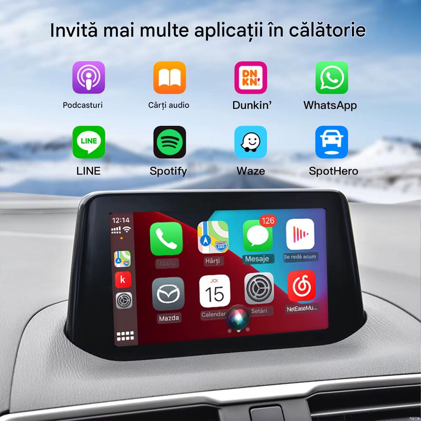 Modul CarPlay / Android auto wireless compatibil cu Mazda 2, 3, 6