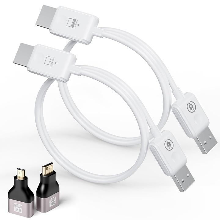 Transmitator si Receptor HDMI Wireless, 1080P 60Hz, dual band 2.4G/5G, Raza 50m, portabil, Plug & Play, Usoara si durabila, Compatibil Laptop, PC, OUYLAF, alb