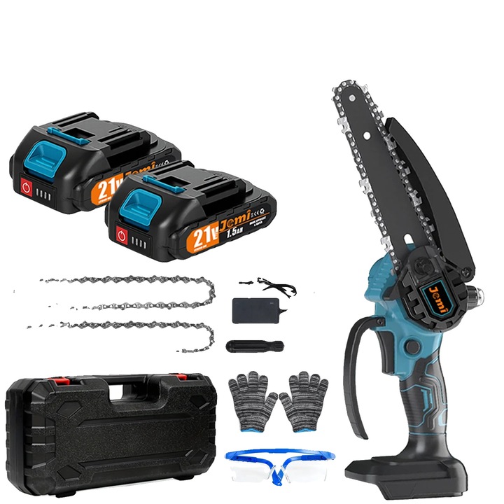 Vezeték nélküli láncfűrészek, 2xakkumulátor, 2xlánc, vágási sebesség 19 ft/s, kompakt kialakítás, könnyen kezelhető