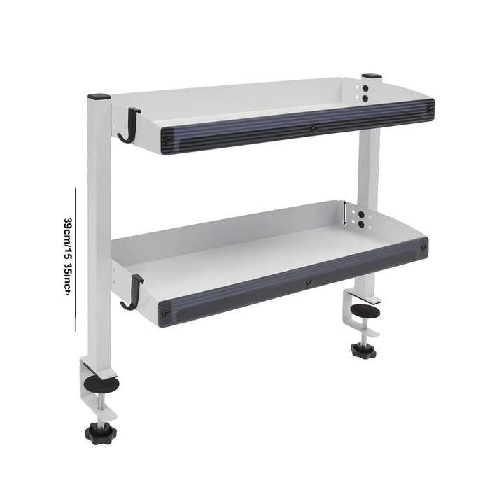 Irodai polc, fehér, 2 emeletes, 44x39x15.3cm