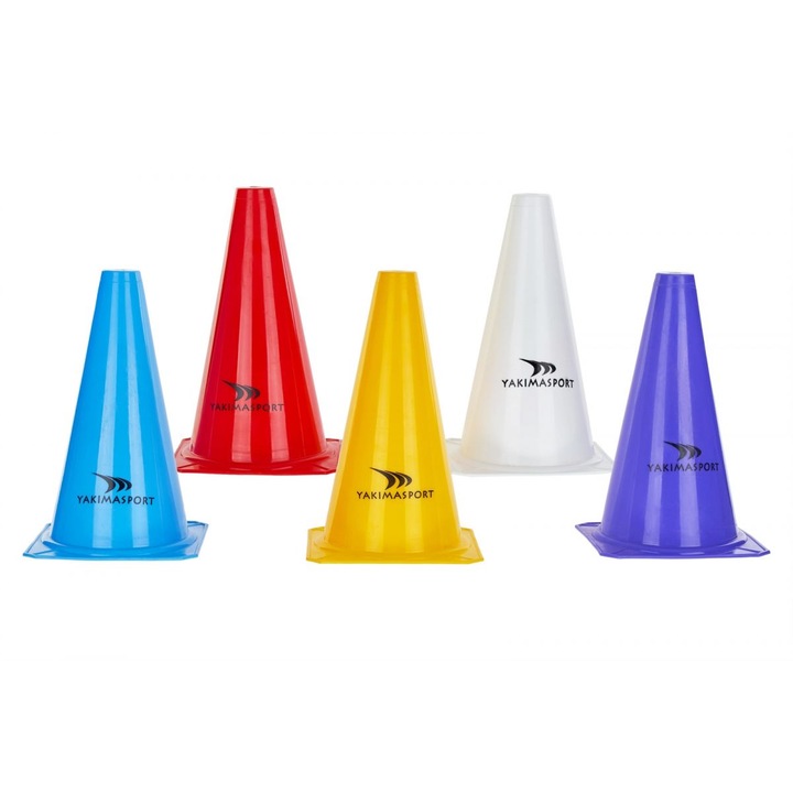 Тренировъчни конуси Yakimasport, 23 см, червени, комплект от 4 броя, размери 15x15 см