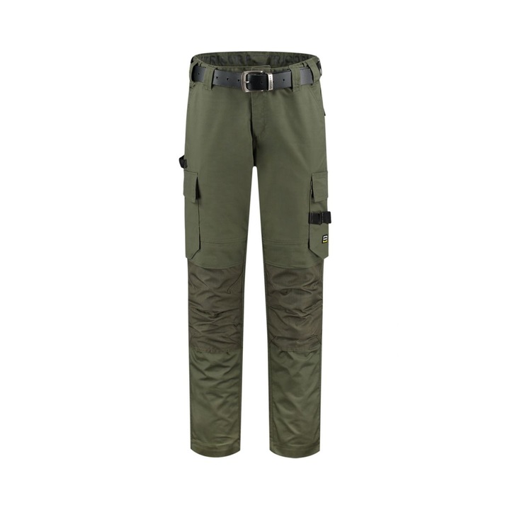 Pantaloni de lucru Malfini, unisex, verde inchis, talie elastica, buzunare multifunctionale, material CORDURA, 62