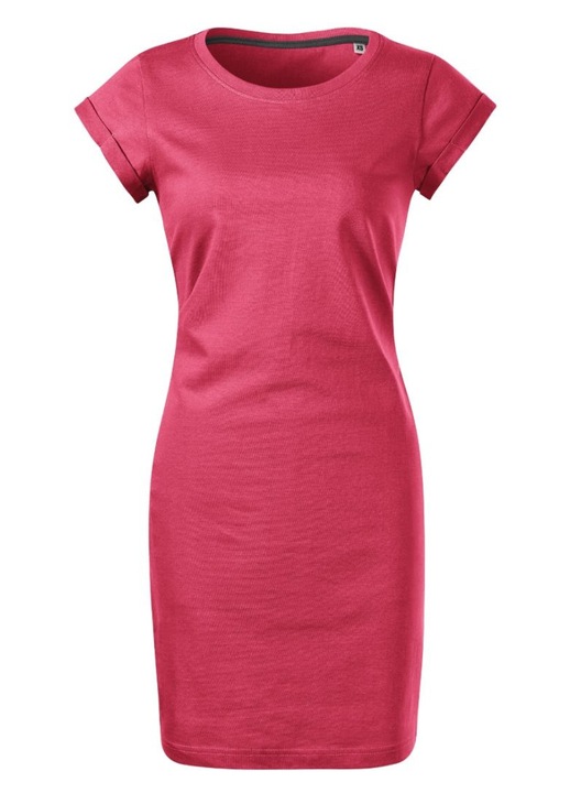 Rochie Malfini, croiala lejera, maneci rulate, bumbac, Rosu