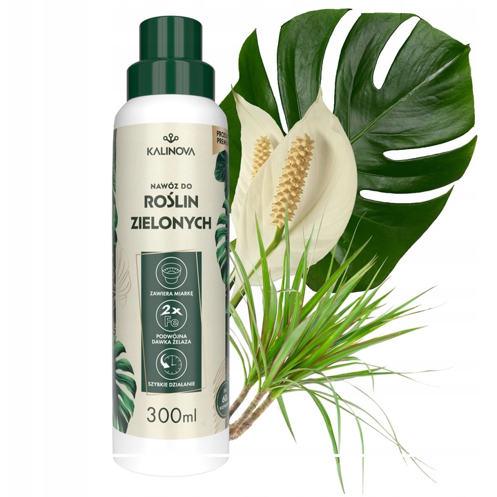 Ingrasamant Pentru Plante Verzi, Kalinova, Dubla Doza De Fier Fe, Randament Pana La 60 Litri De Solutie, Forma Ingrasamant Mineral Lichid, Usor De Utilizat O Data Pe Saptamana, 300 ml