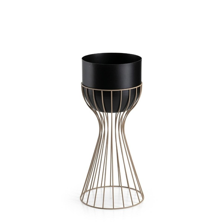 Стойка за саксия, HowHomely, 46 x 46 см, черна, метална, лофт дизайн, стабилна и елегантна, идеална за интериор, лесна за интегриране във всяка стая, подходяща за декоративни растения, идеална за модерен и минималистичен декор у дома