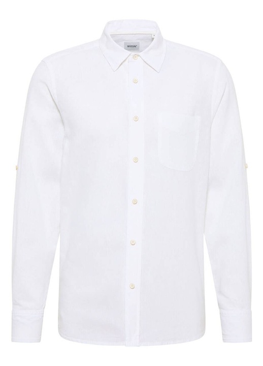 Férfi ing, Mustang, Clemens, len és pamut, fehér